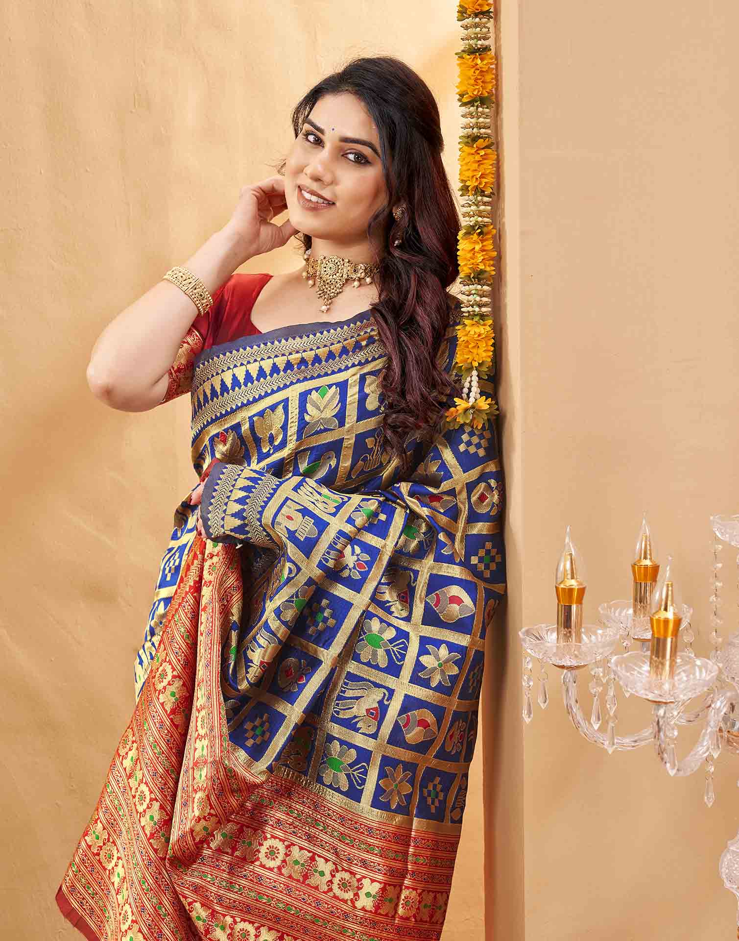 Royal Blue Silk Woven Patola Saree