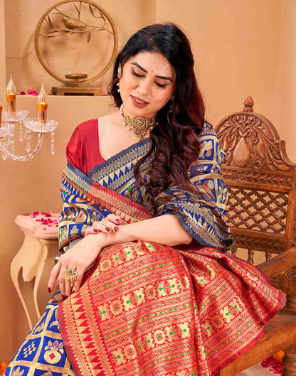 Royal Blue Silk Woven Patola Saree