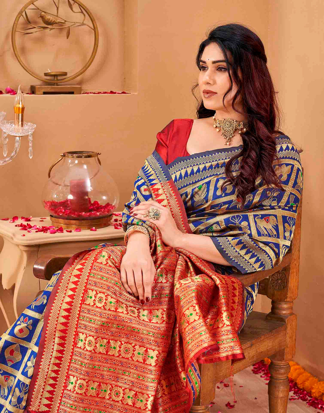 Royal Blue Silk Woven Patola Saree