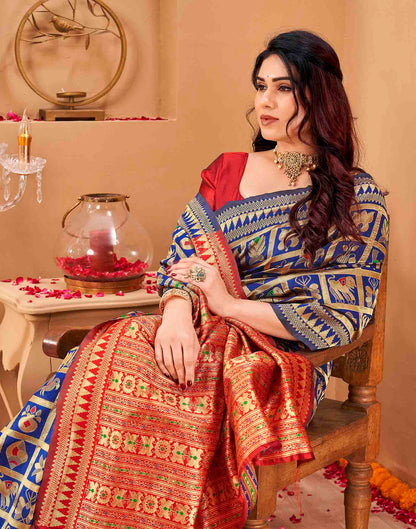 Royal Blue Silk Woven Patola Saree