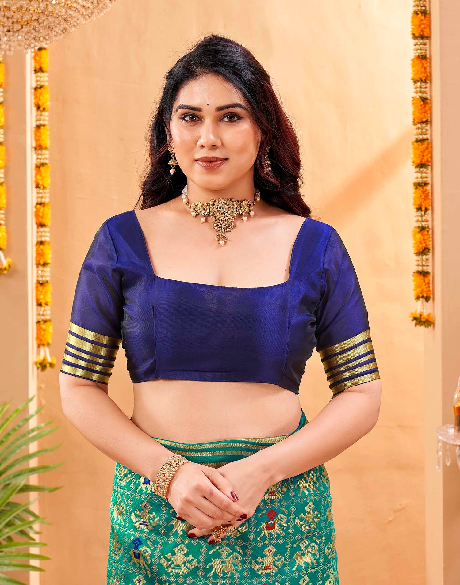 Teal Blue Silk Woven Patola Saree