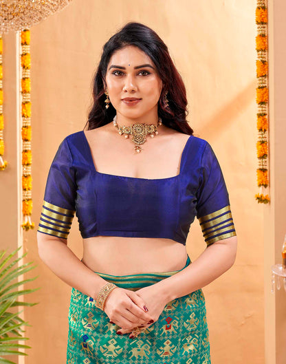 Teal Blue Silk Woven Patola Saree