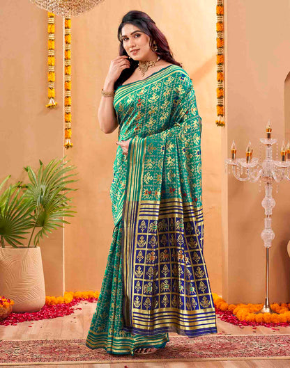 Teal Blue Silk Woven Patola Saree