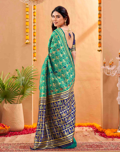 Teal Blue Silk Woven Patola Saree