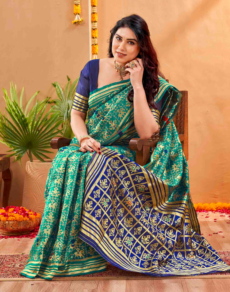 Teal Blue Silk Woven Patola Saree