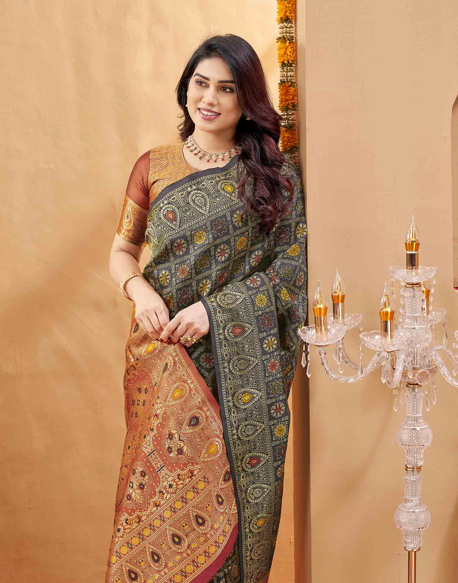 Dark Green Silk Woven Patola Saree