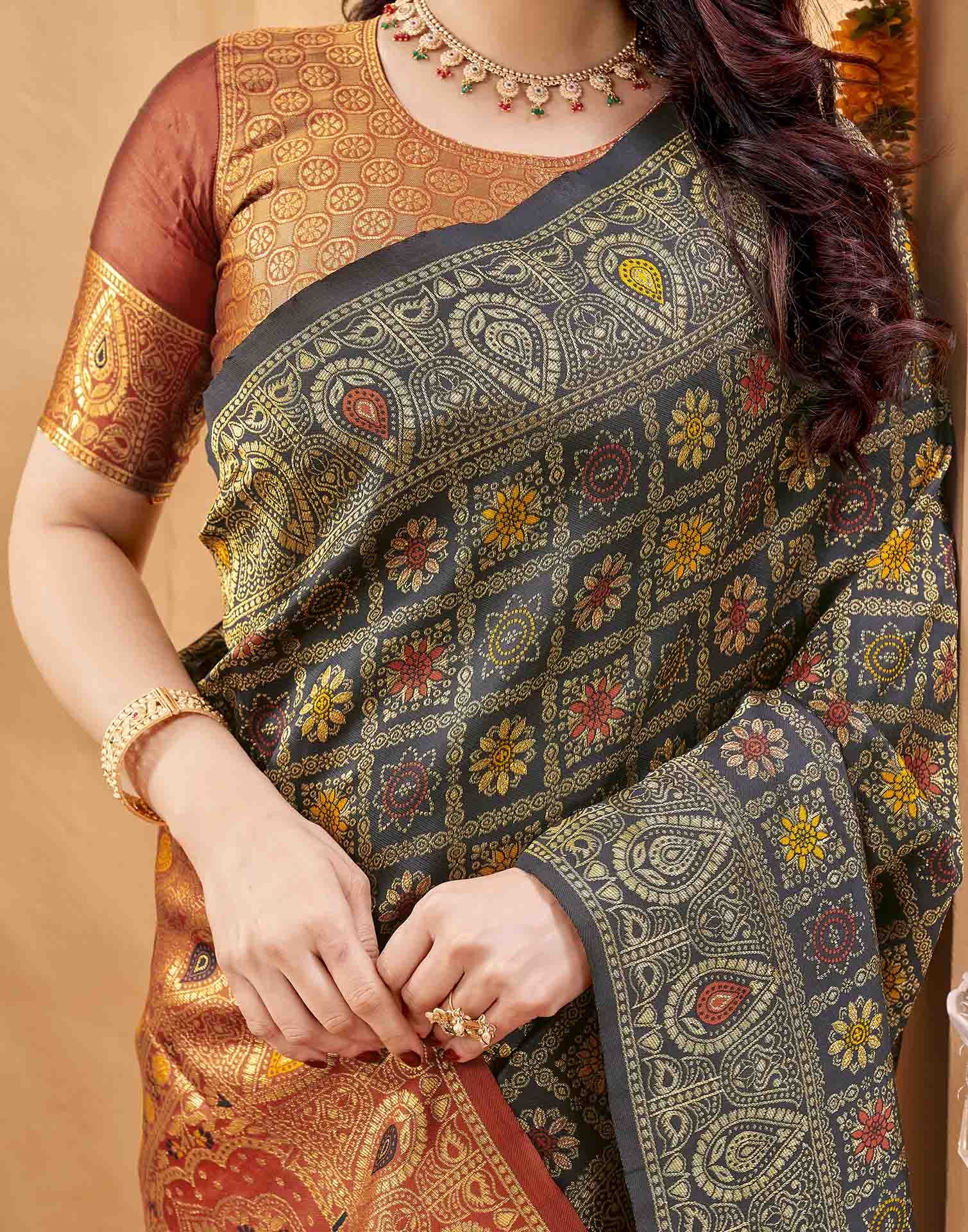 Dark Green Silk Woven Patola Saree