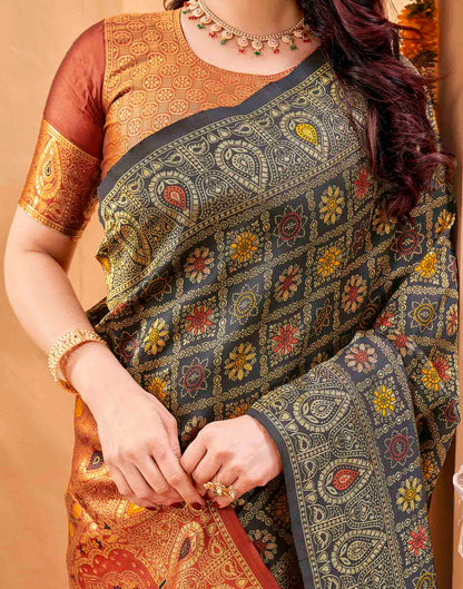 Dark Green Silk Woven Patola Saree