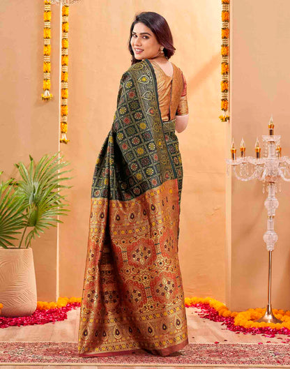 Dark Green Silk Woven Patola Saree