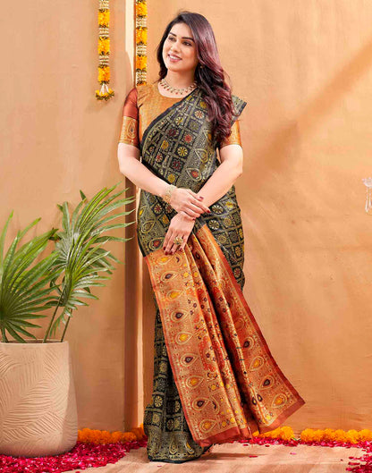 Dark Green Silk Woven Patola Saree
