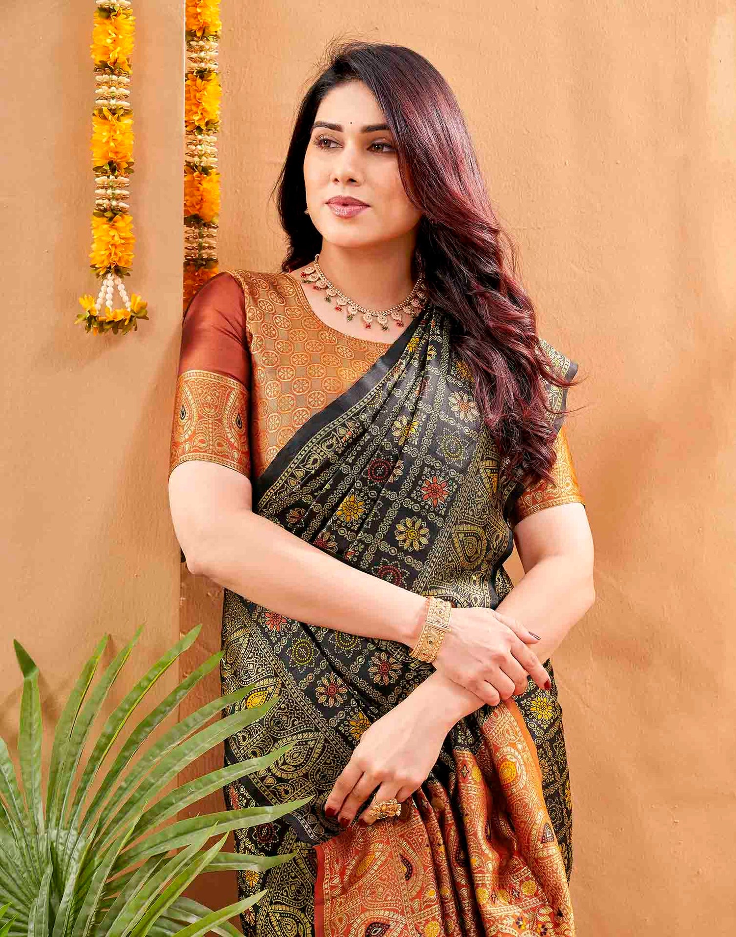 Dark Green Silk Woven Patola Saree