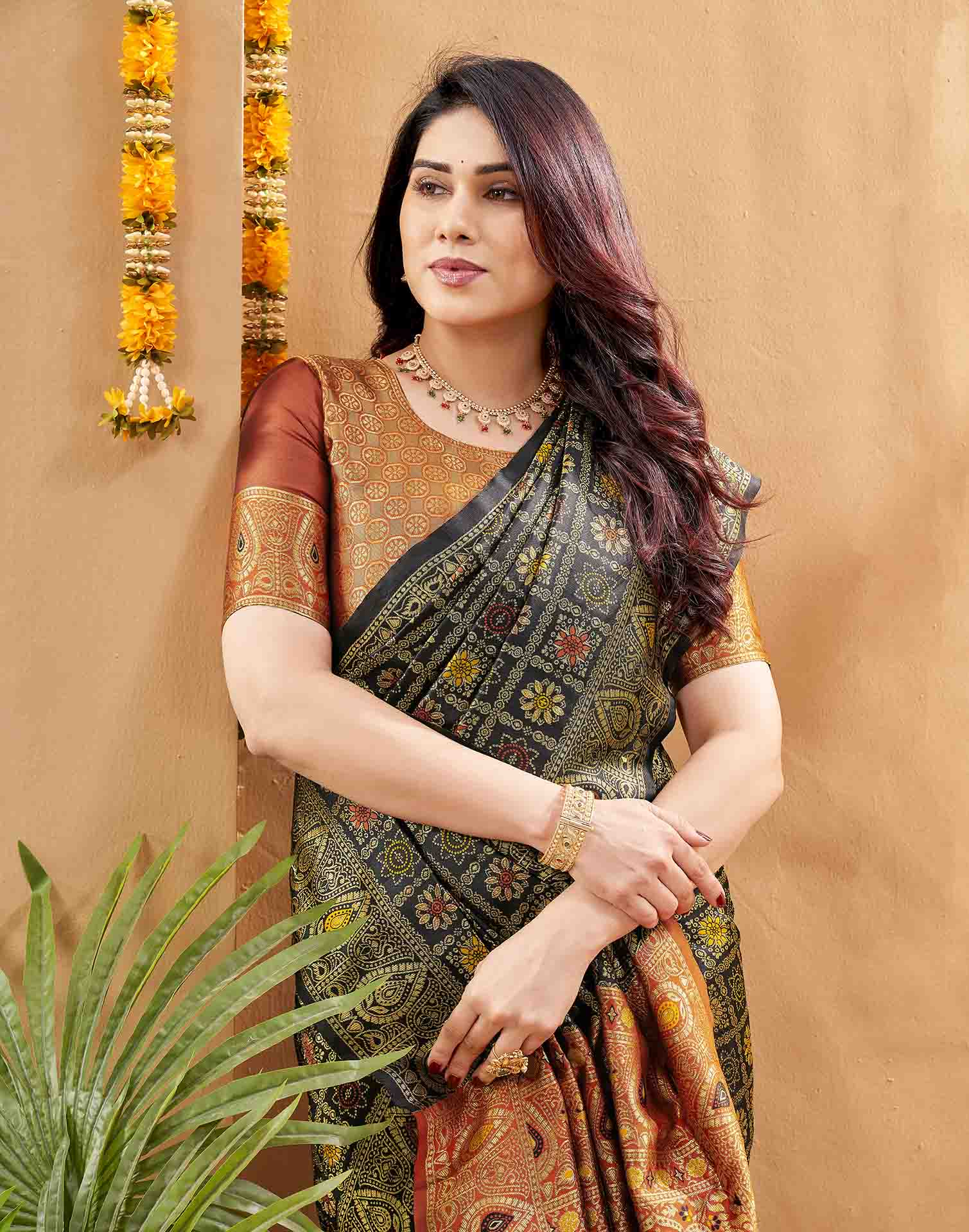 Dark Green Silk Woven Patola Saree