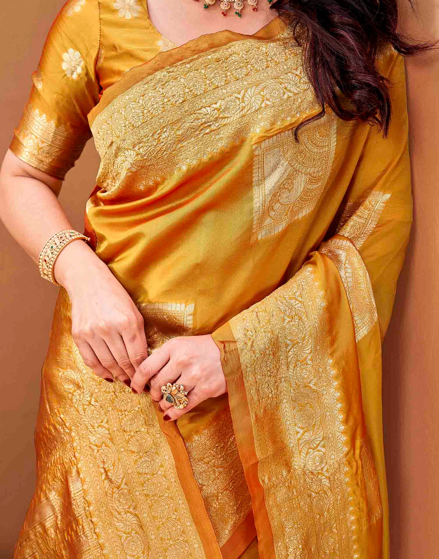 Yellow Silk Woven Banarasi Saree