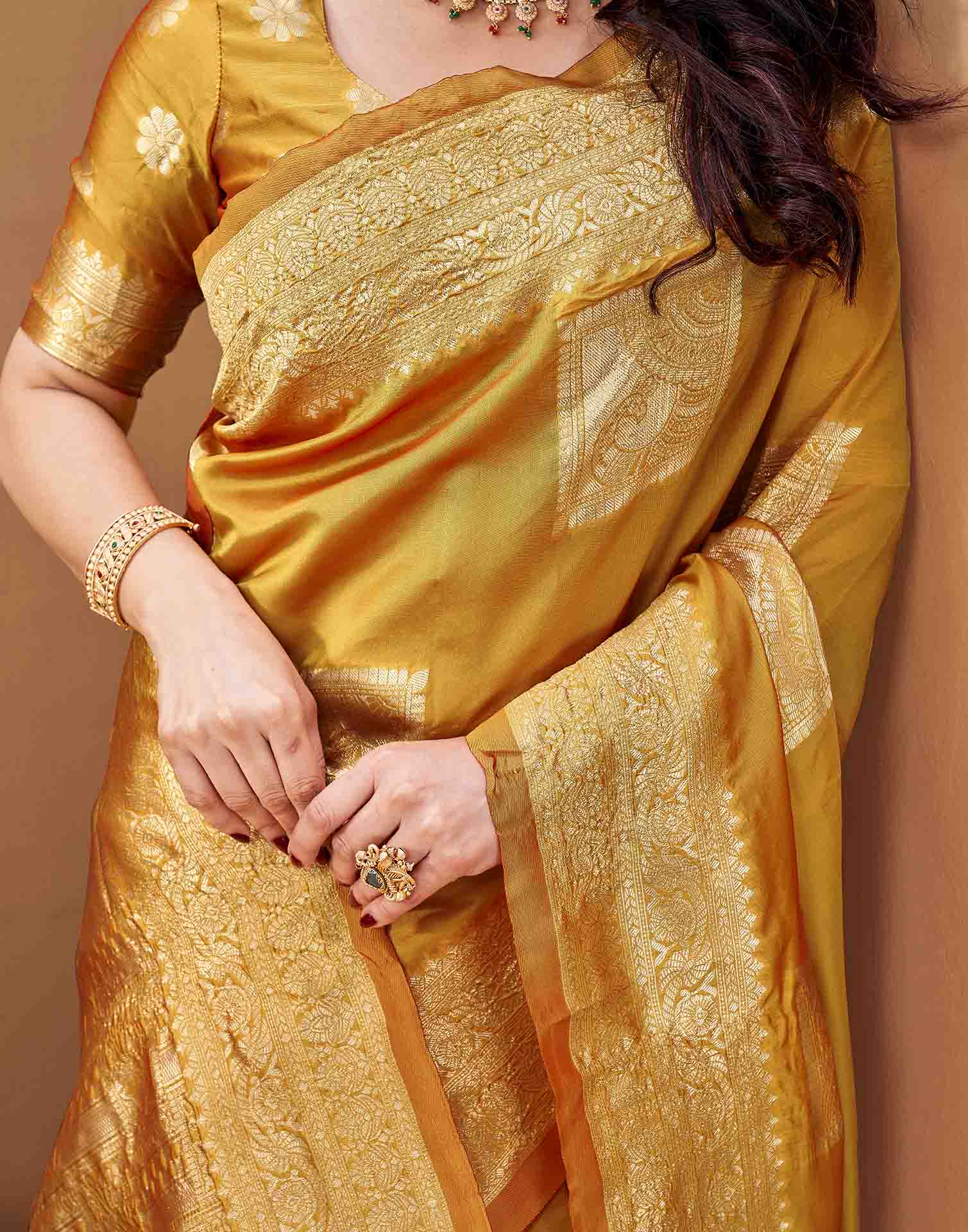 Yellow Silk Woven Banarasi Saree