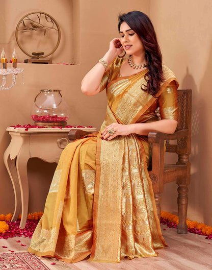 Yellow Silk Woven Banarasi Saree
