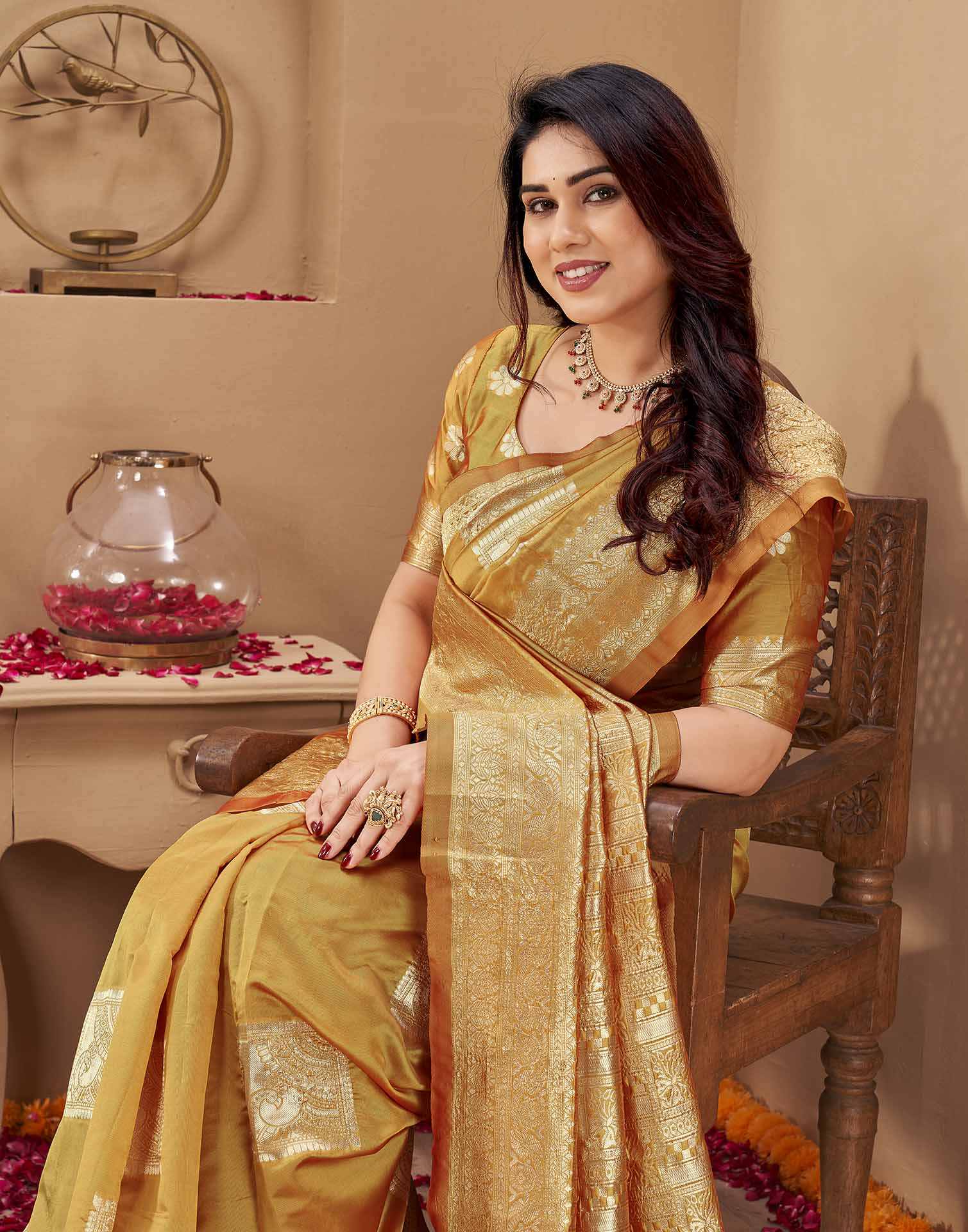 Yellow Silk Woven Banarasi Saree