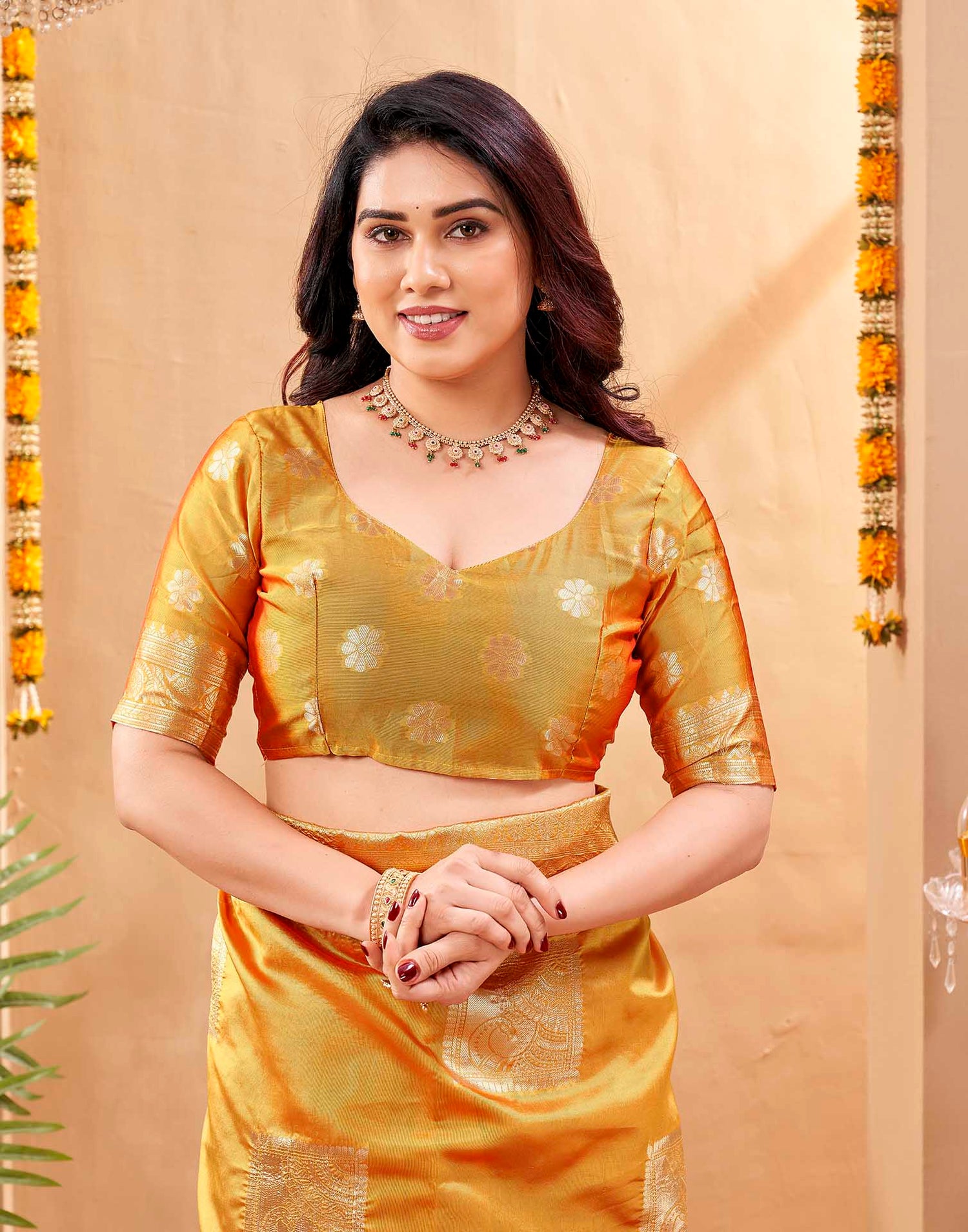 Yellow Silk Woven Banarasi Saree