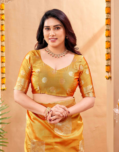 Yellow Silk Woven Banarasi Saree