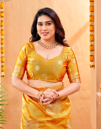 Yellow Silk Woven Banarasi Saree