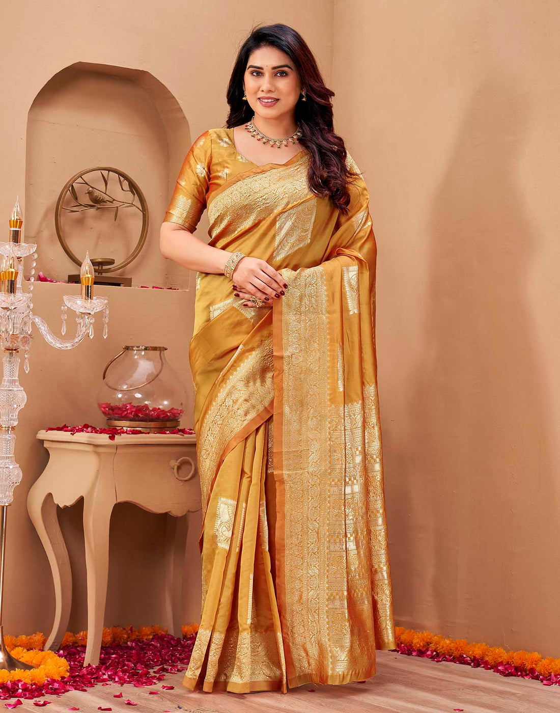 Yellow Silk Woven Banarasi Saree