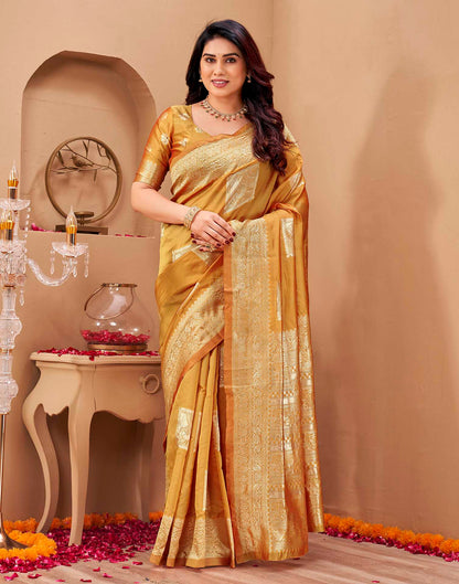 Yellow Silk Woven Banarasi Saree