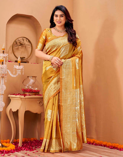 Yellow Silk Woven Banarasi Saree