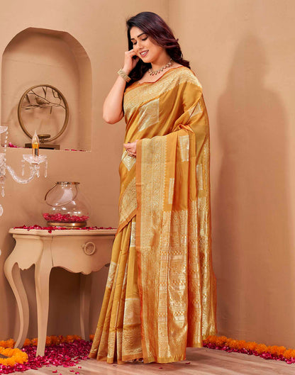 Yellow Silk Woven Banarasi Saree