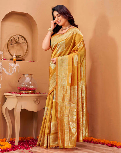 Yellow Silk Woven Banarasi Saree