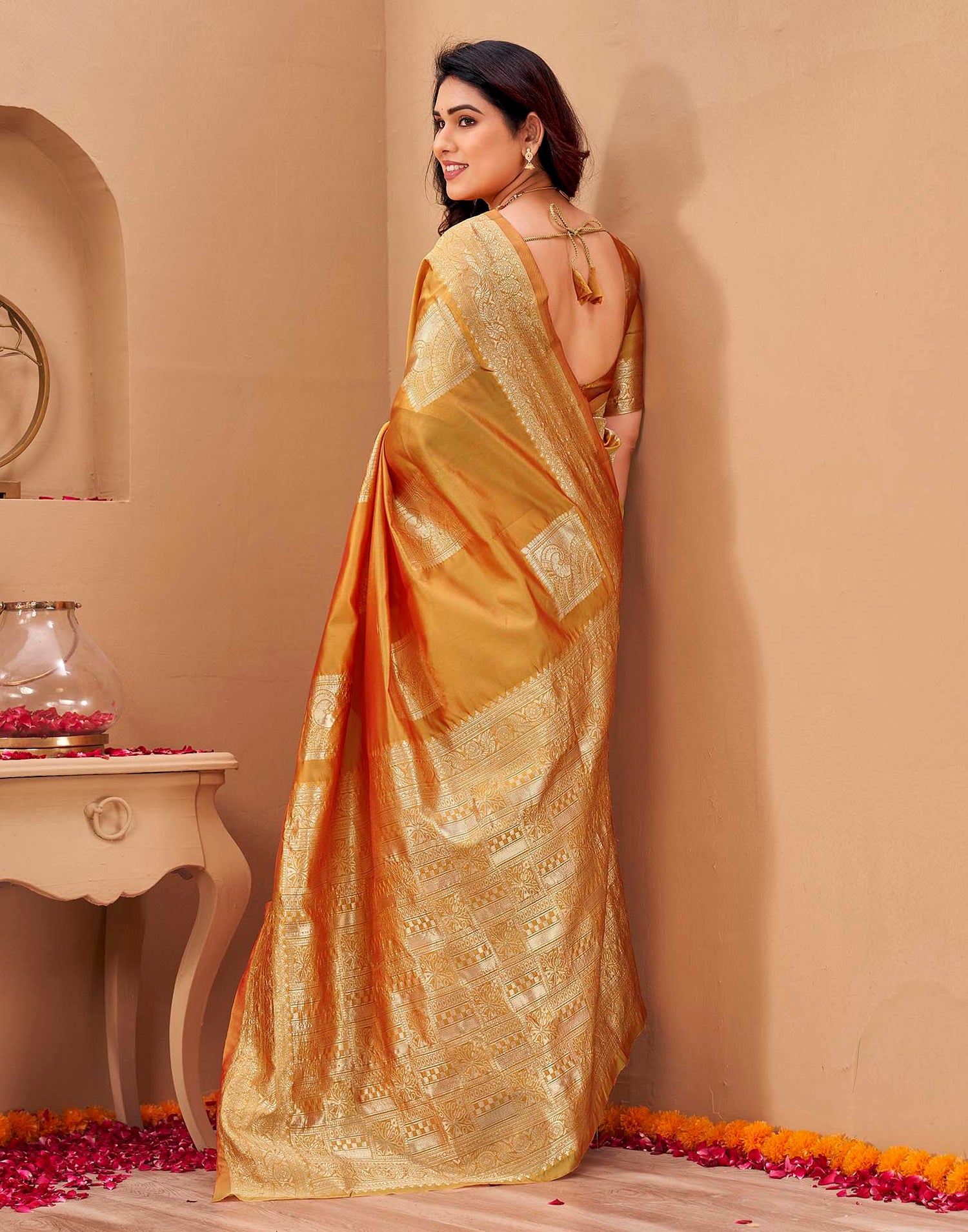 Yellow Silk Woven Banarasi Saree