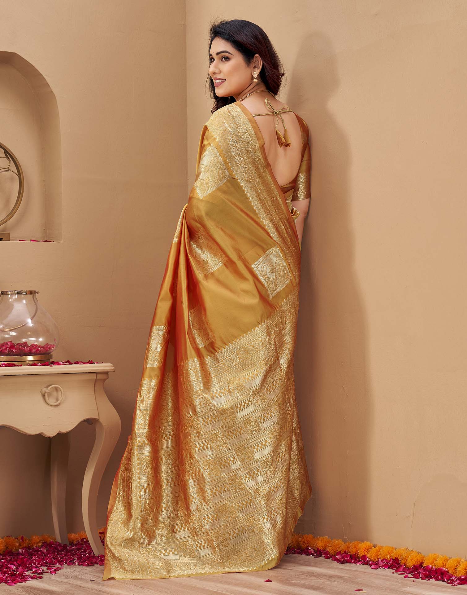 Yellow Silk Woven Banarasi Saree