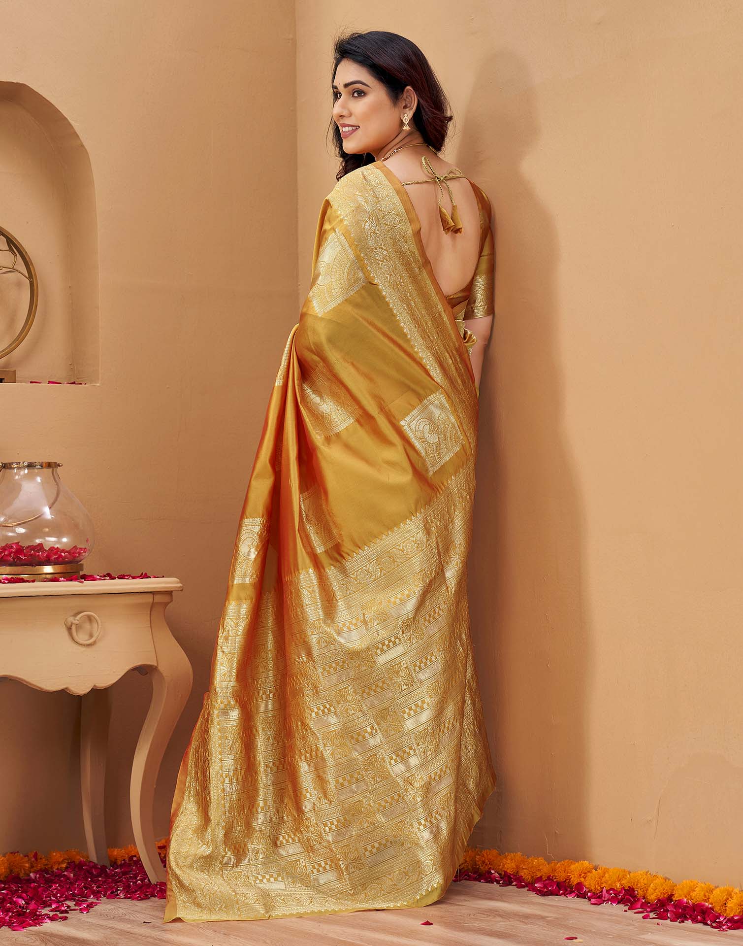 Yellow Silk Woven Banarasi Saree