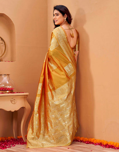 Yellow Silk Woven Banarasi Saree