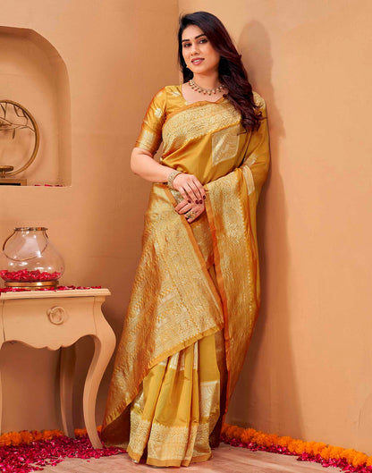 Yellow Silk Woven Banarasi Saree