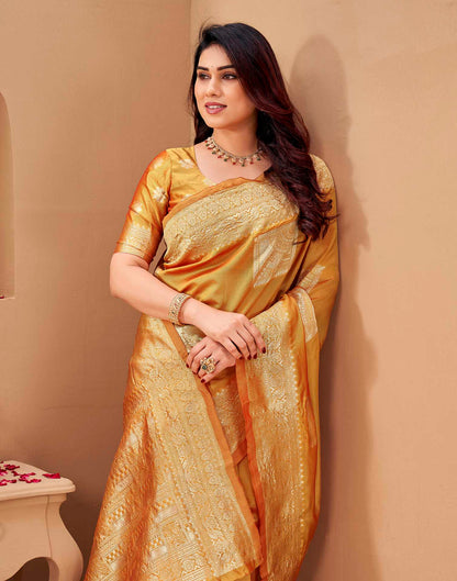 Yellow Silk Woven Banarasi Saree