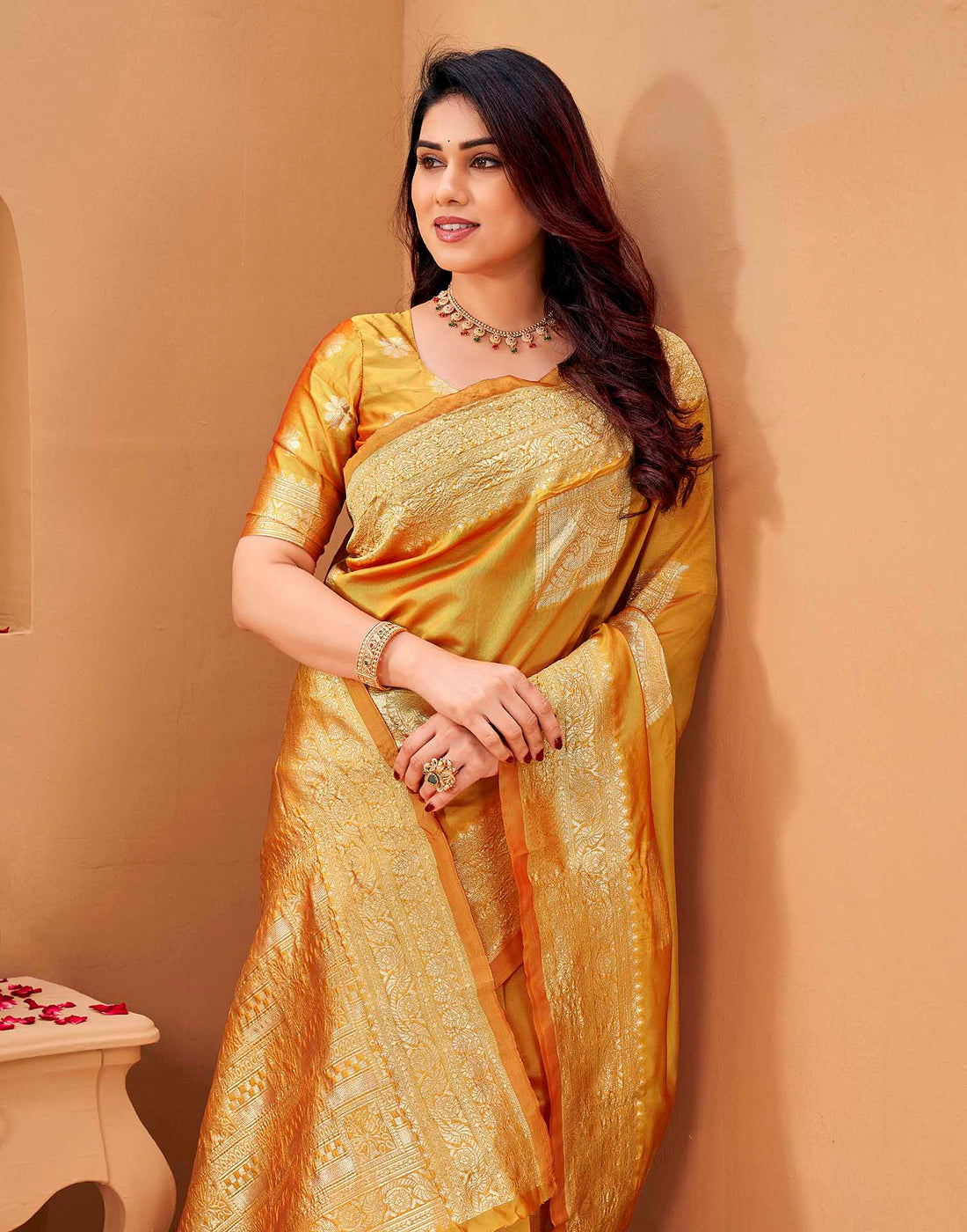 Yellow Silk Woven Banarasi Saree