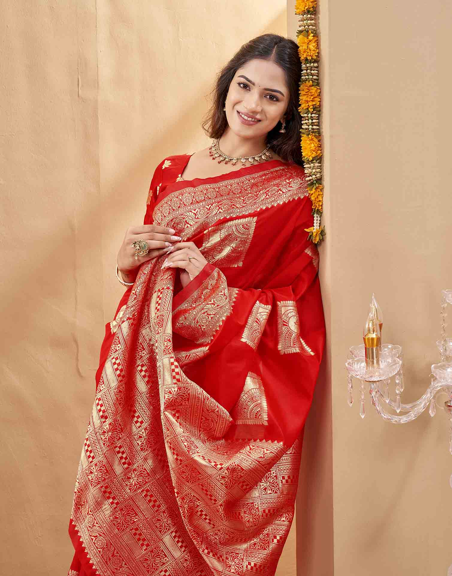 Red Silk Woven Banarasi Saree