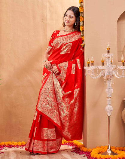 Red Silk Woven Banarasi Saree