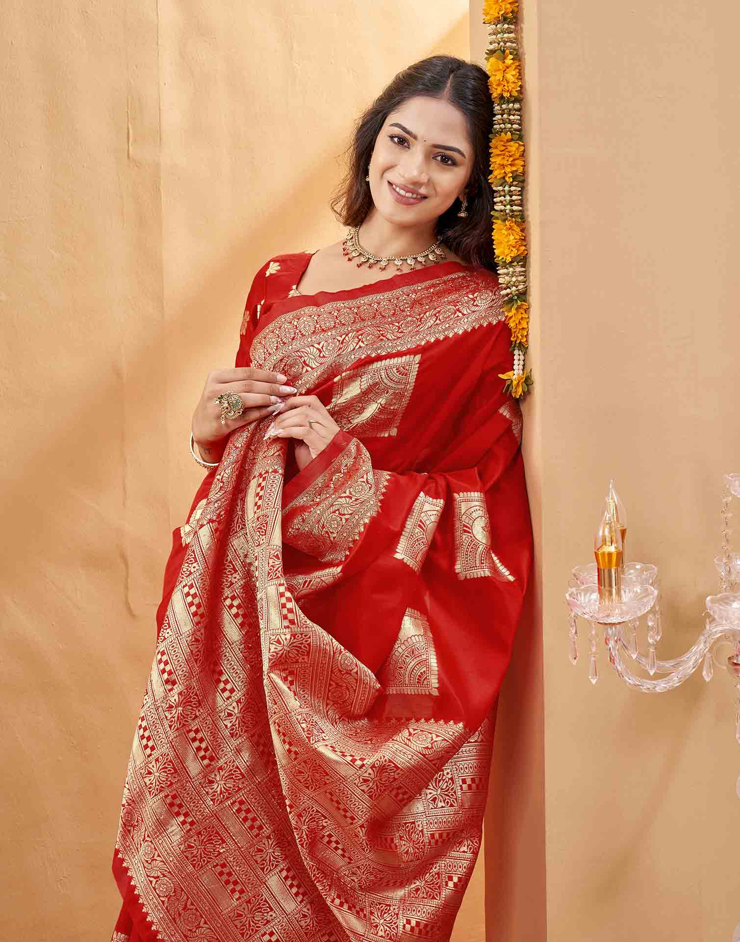Red Silk Woven Banarasi Saree