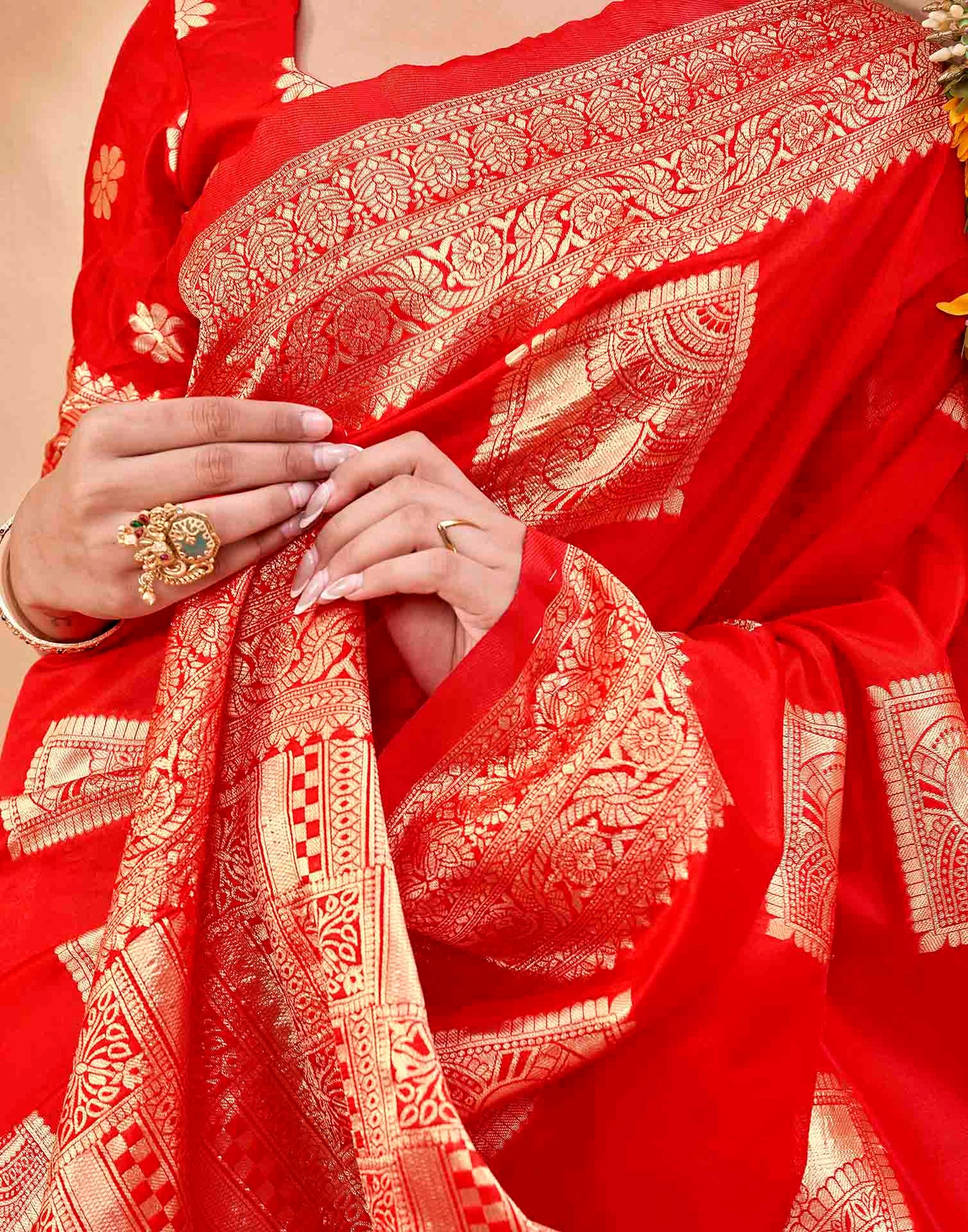 Red Silk Woven Banarasi Saree