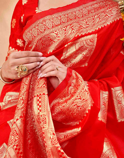 Red Silk Woven Banarasi Saree