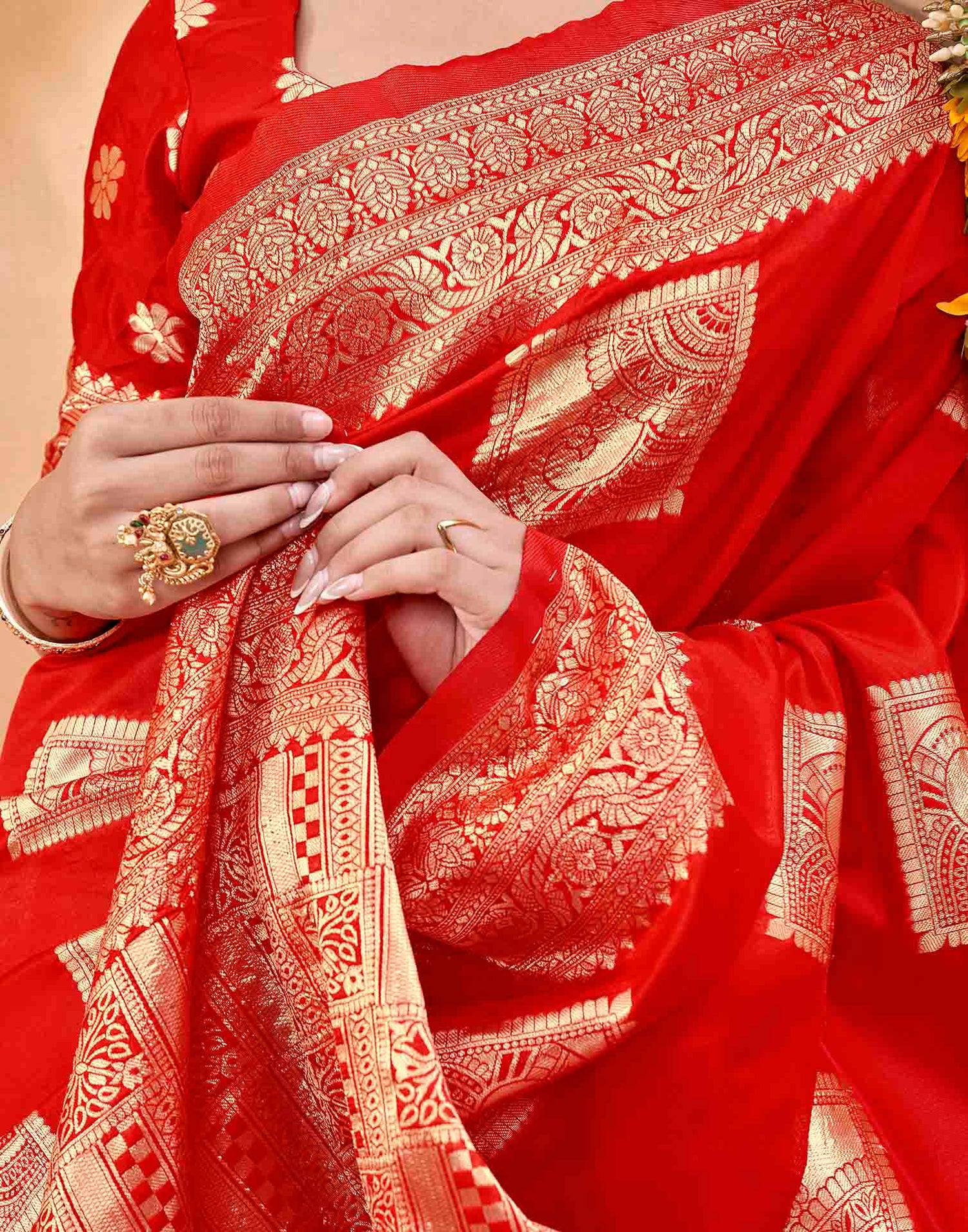 Red Silk Woven Banarasi Saree