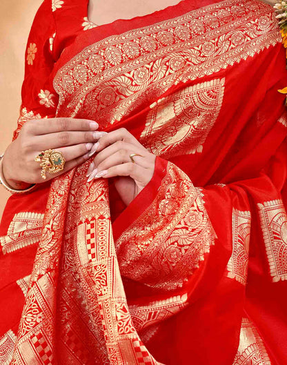 Red Silk Woven Banarasi Saree