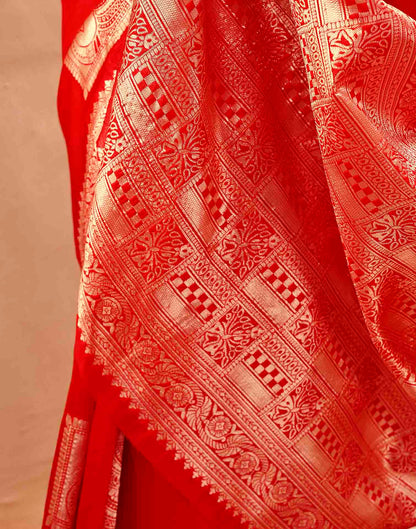 Red Silk Woven Banarasi Saree