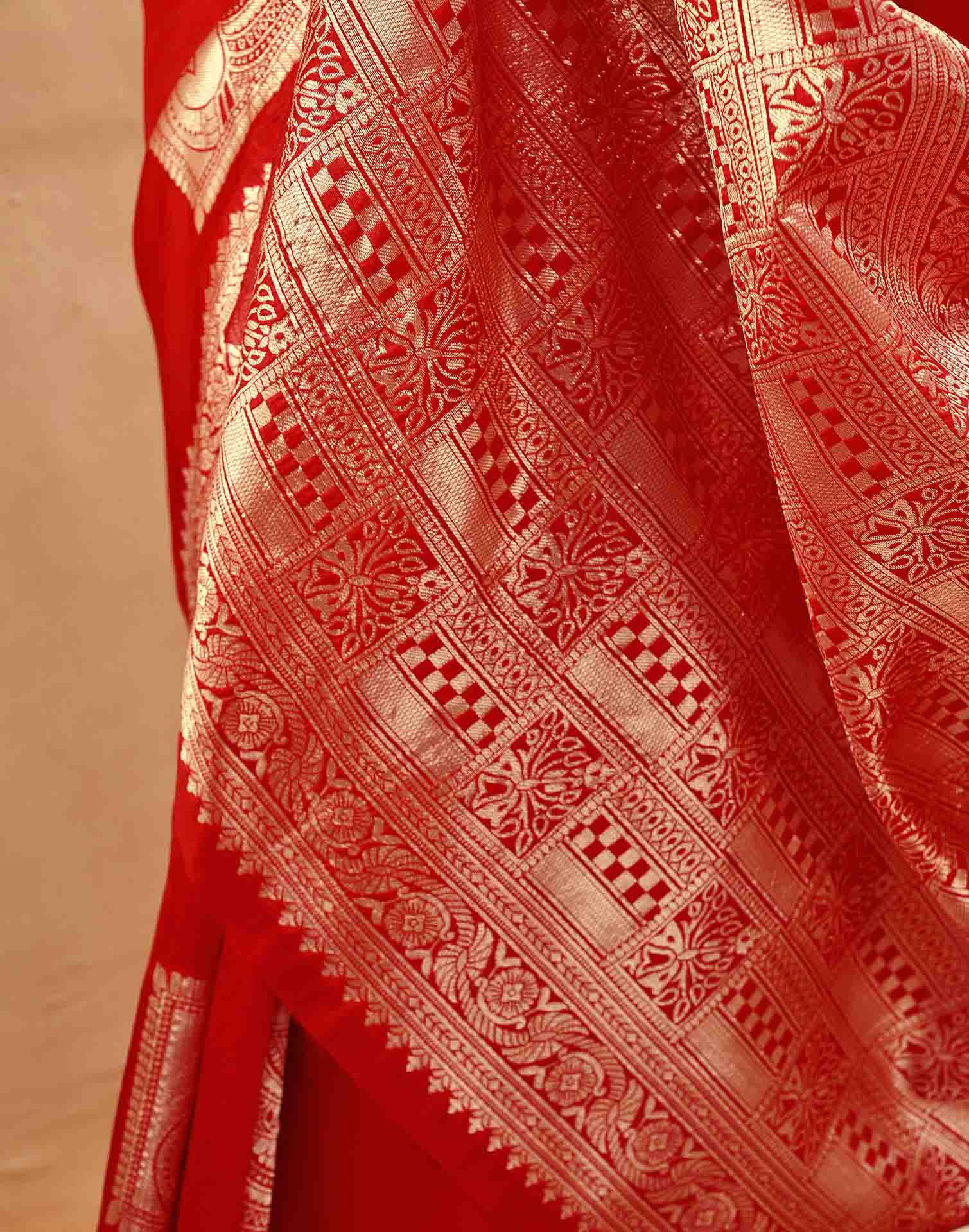 Red Silk Woven Banarasi Saree