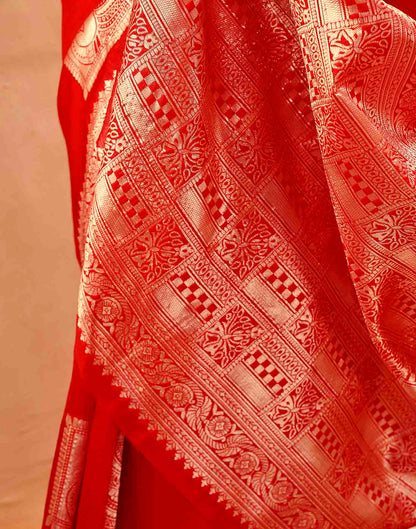 Red Silk Woven Banarasi Saree