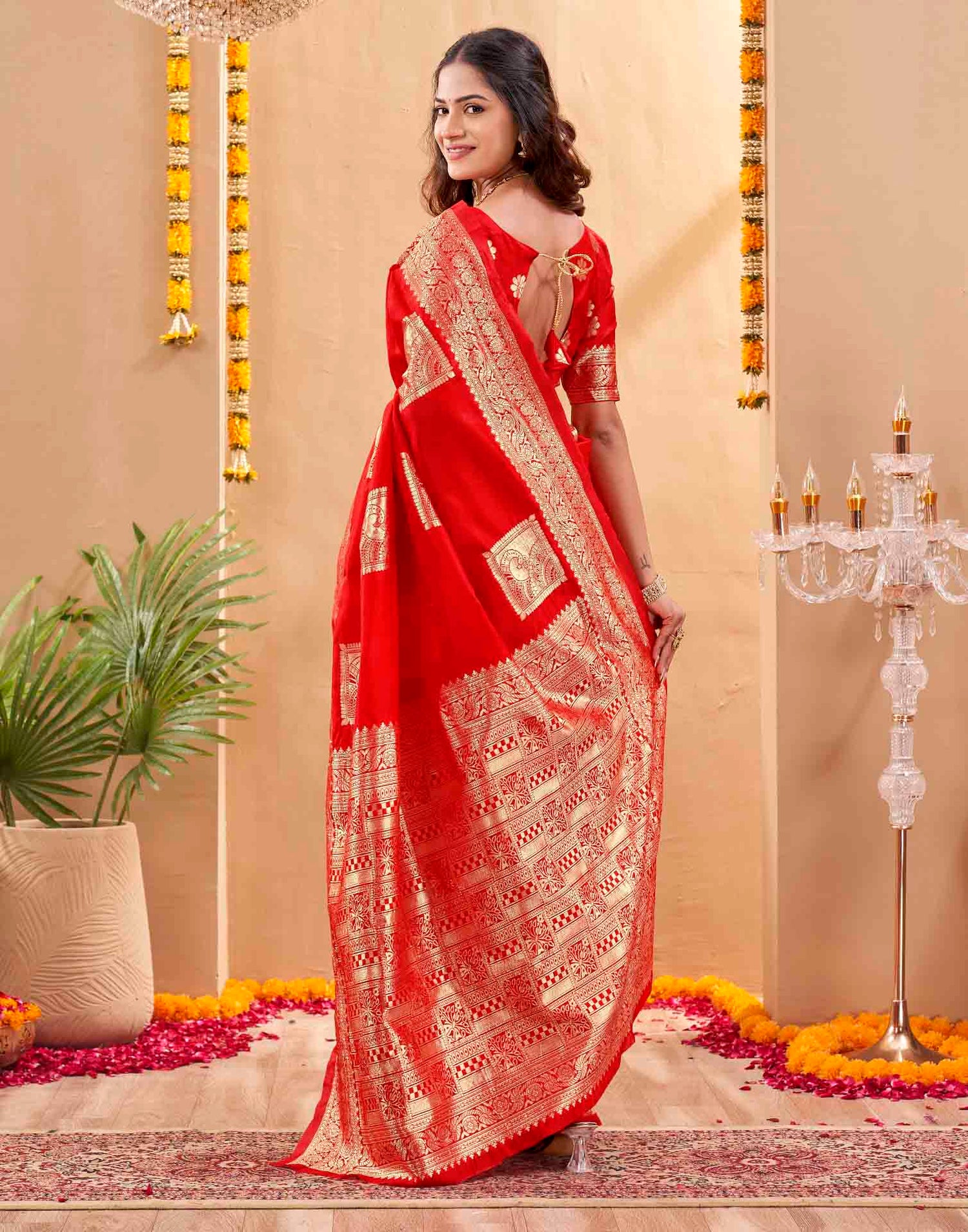 Red Silk Woven Banarasi Saree