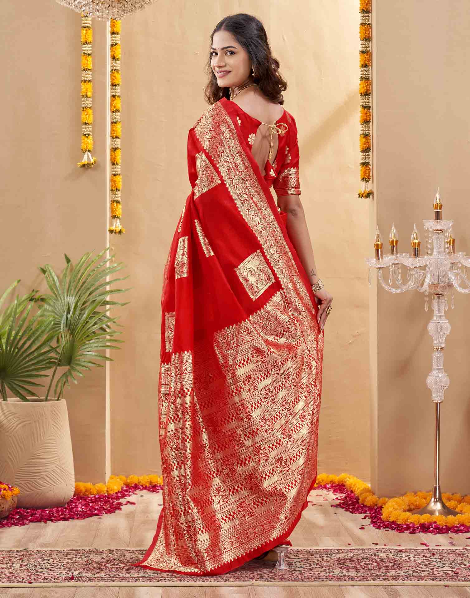 Red Silk Woven Banarasi Saree