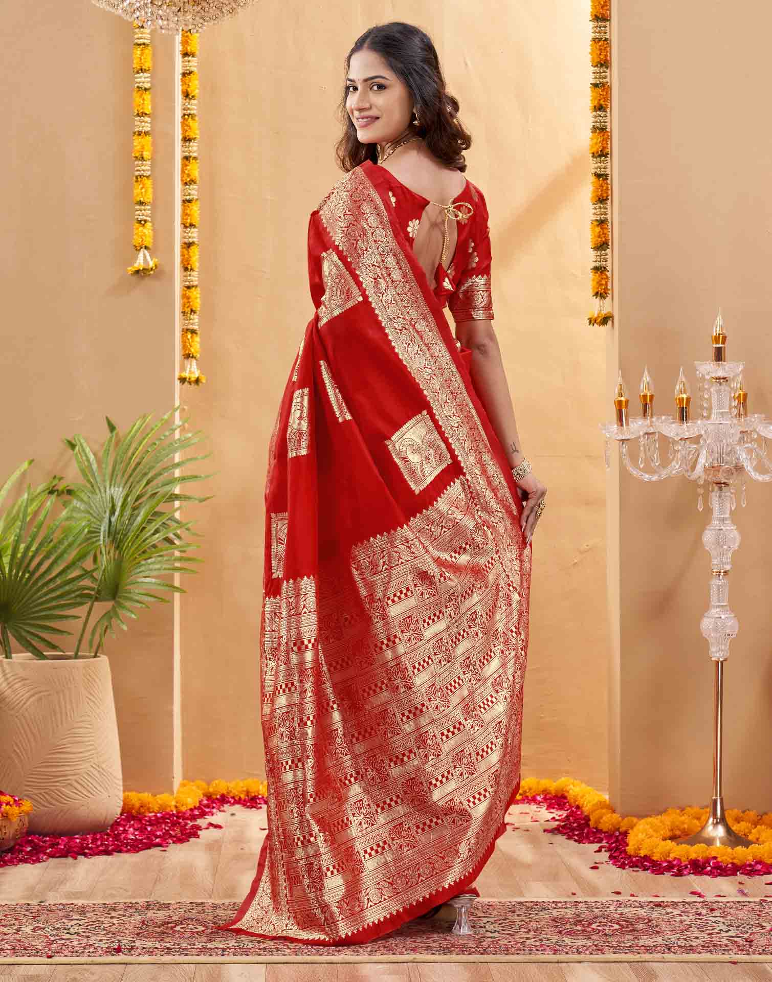 Red Silk Woven Banarasi Saree