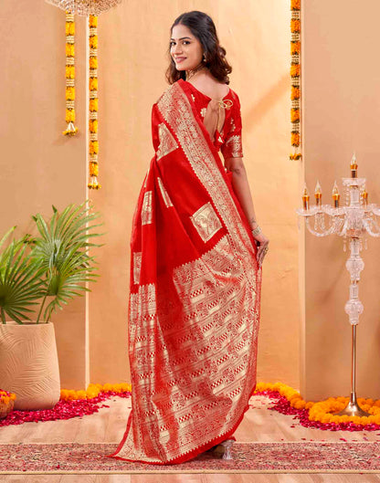 Red Silk Woven Banarasi Saree