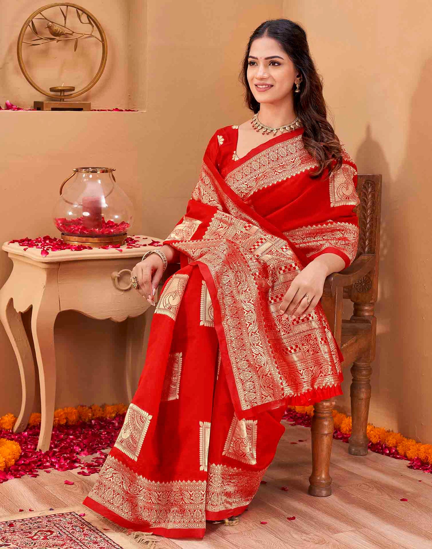Red Silk Woven Banarasi Saree